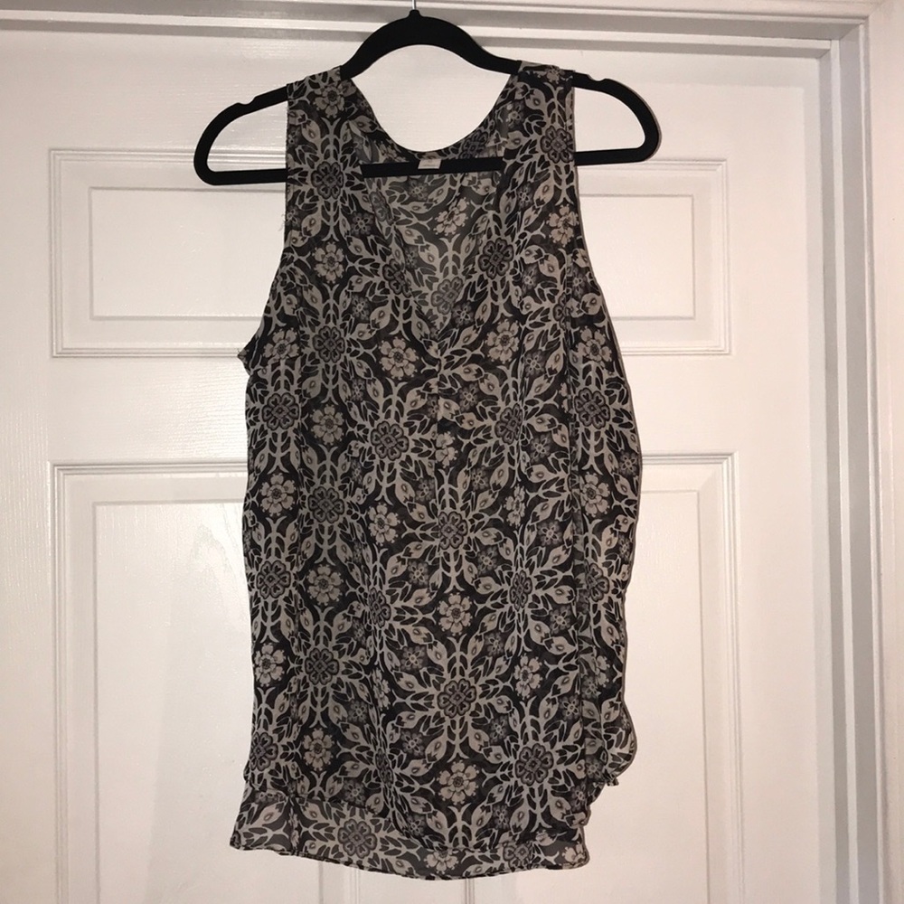 Floral Boho Sheer Top Black|Grey|White XL